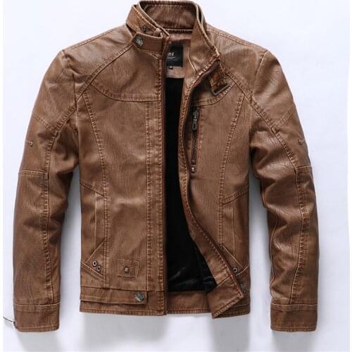 Mens Leather Jacket Business Casual Leather Autumn Winter New Fashion Motorcycle Windproof Warm Leather Jacket Men