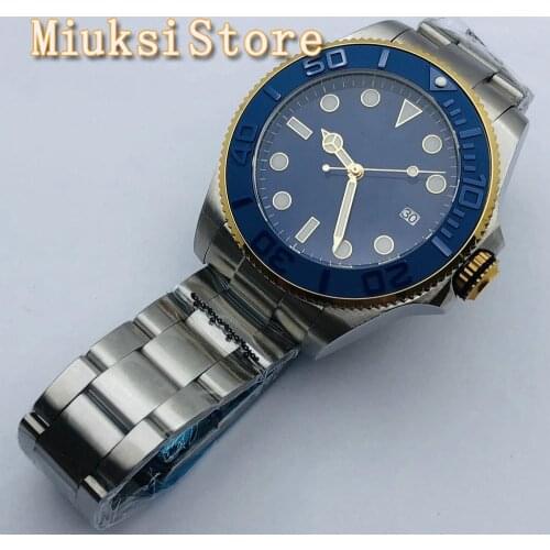 BLIGER Mens Top Luxury Mechanical Watch Silver Case Sapphire Glass Ceramic Bezel Blue Dial NH35A Movement Mens Automatic Watch