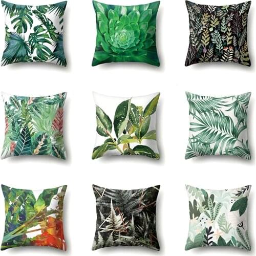 Tropical Leaf Cushion Cover Plants Printed Pillow Case 45*45cm Pillowslip Decorative Throw Pillow Covers Car Decor Home Supplies