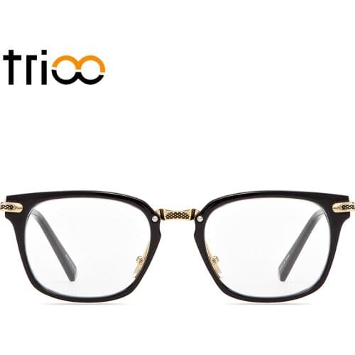 TRIOO Black Square Glasses Frame Men Clear Lens Spectacle Frame Fashion Designer Eyeglasses Male Brand New Optical Eyewear