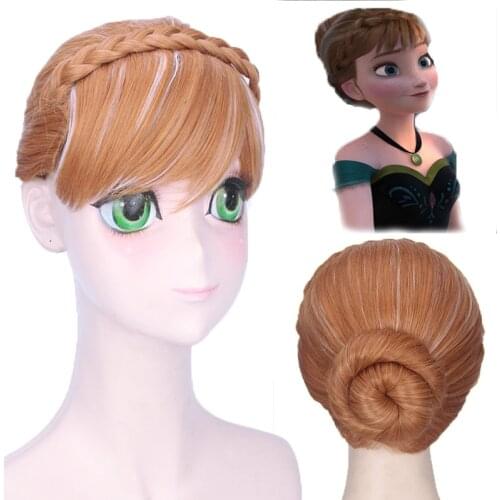 Halloween Fancy Wig Frozen Anna/Aisha Braid Wig Frozen Anna Wig Pigtail Style Wig Linen Wig with Bangs