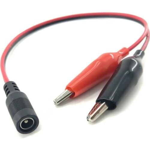 Alligator clip to Female DC Power Plug Connector Adapter 25CM Wire DC 5.5X2.1mm Clips Crocodile Test Leads