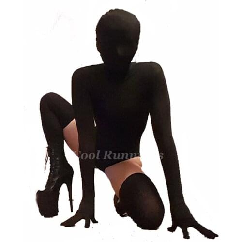 Sexy black Skin Unisex Spandex Long Sleeve Zentai Costume Dancewear Unitard leotard