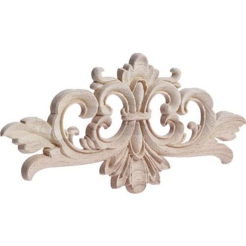 Retro European Style Wood Carved Corner Applique Unpainted Furniture Decoration
