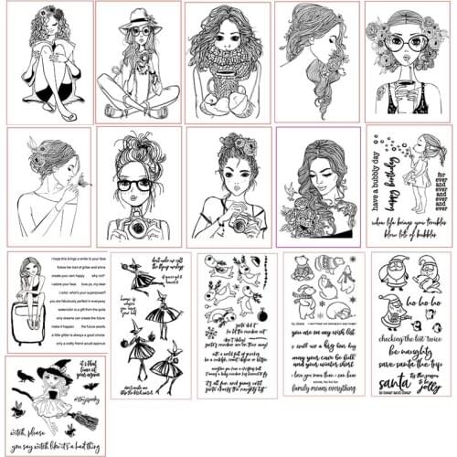 Christmas Santa Elks Fashion Women Girls Halloween Witch Clear Stamps for DIY Scrapbooking Cards Crafts Making 2020 New