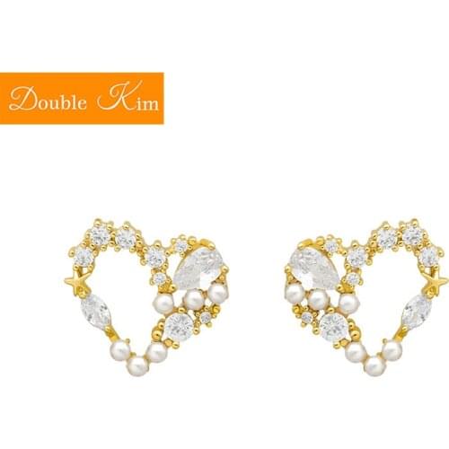 Love Pearl Earrings Full Inlaid Zircon Alloy Stud Earrings Fashionable Gold Color Earrings Fashion Trendy Women Jewelry Gift