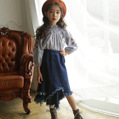 School jeans teenage girls skirts princess clothes tassel denim long kids skirts for girls autumn spring 2020 kids clothes