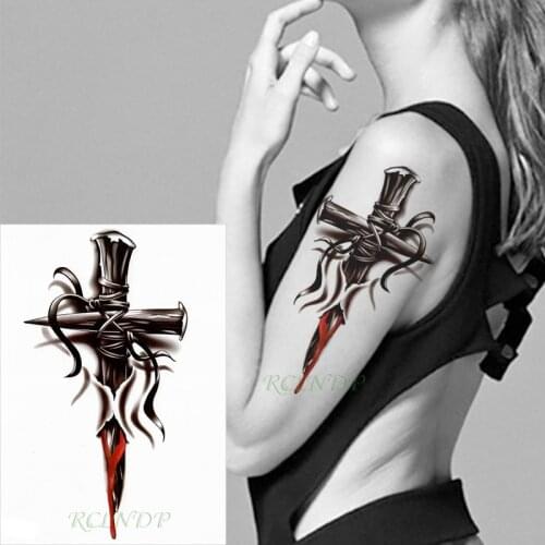 Waterproof Temporary Tattoo Sticker cross rope tied nail Tatto on Leg Arm Back Tattos Flash Tatoo Fake Tattoos for Men Women