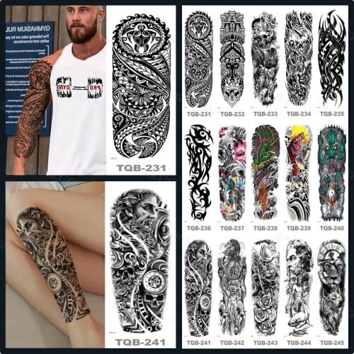 Waterproof Temporary Tattoo Stickers Large Stickers Sleeve Totem Lion King Dragon Tattoo Leg Arm Tatoo Fashion Art Fake Tattoo