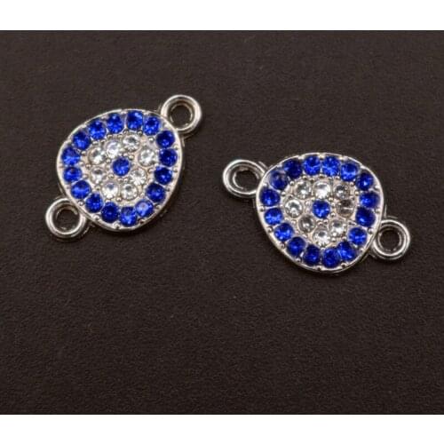 WKOUD 6pcs Handmade Rhinestone Silver Color Target Charm Fashion Necklace Bracelet DIY Metal Jewelry Alloy Connectors A1667