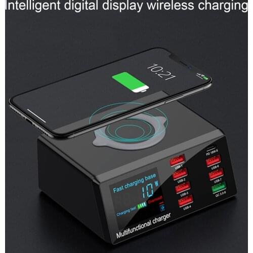 8 Ports USB Charger Quick Charge 3.0 Adapter HUB Wireless Charger Charging Station PD Fast Charger For iPhone 11 Samsung