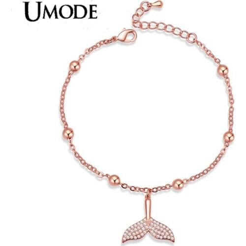 UMODE NEW Mermaid Fish Tail CZ Bracelets for Women Link Chain Crystal Fashionable Jewelry Accessories Party Bracelet UB0238