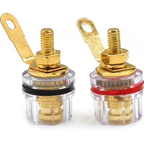 2pcs/lot 4mm banana plug socket Gold-plated amplifier speaker audio crystal transparent medium terminal speaker