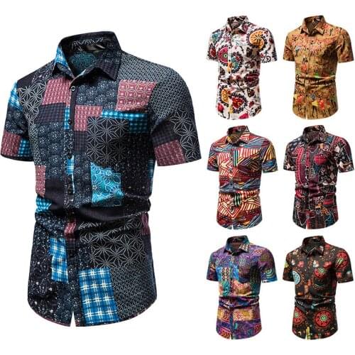2021new Summer Short sleeve shirts men Hip hop printed hawaiian shirt male beach shirt fashion streetwear