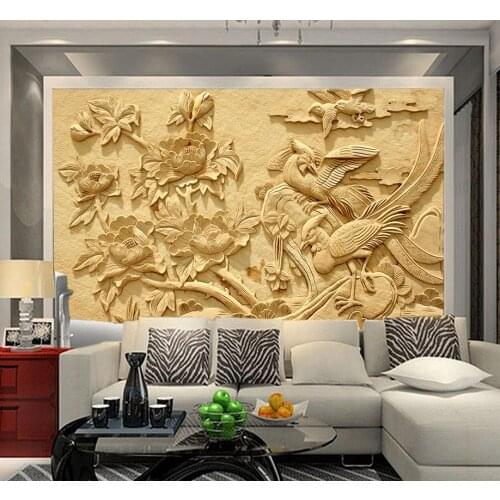 3d stereoscopic wallpaper Peony relief Beach scenery wallpapers for living room Home Decoration