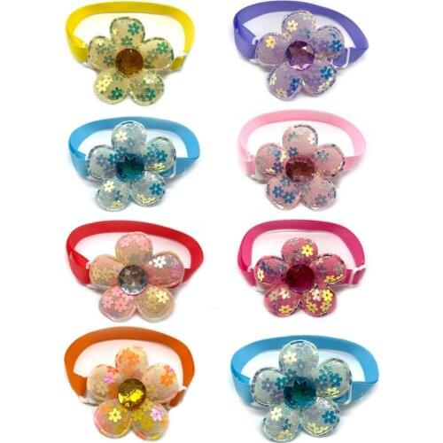 50pcs Pet Grooming Dog Accessories Flower Style Puppy Dog Collar Bow Ties Accessories Cute Dogs Bow Tie Necktie for Small Dogs