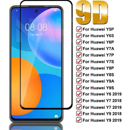 9D Tempered Glass For Huawei Y5P Y6P Y6S Y7A Y7P Y7S Y8P Y8S Y9A Y9S Screen Protector Y6 Y7 Y9 Prime 2018 2019 Protective Glass