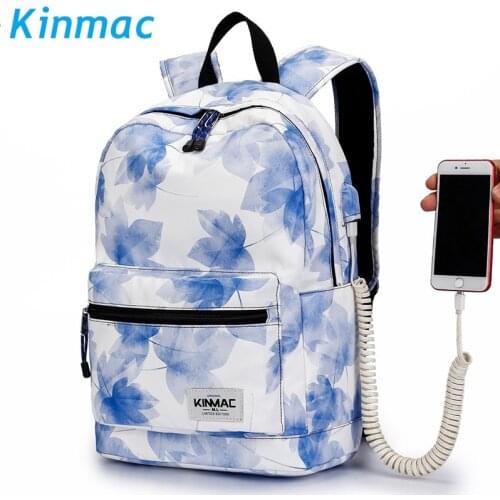 Brand Kinma Backpack Laptop Bag 15",15.6 Inch, Blue Flowers Shoulder Compute Bag For Macbook 15.4,Business,School, DropShip F166