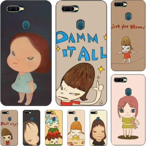 Art Cartoon Yoshitomo Nara Black Hoesjes Phone Case For Oppo Reno2 Z 2Z A1k 3s 71 83 Realme5 XT R9S Plus 15 17 Pro F11 11pro