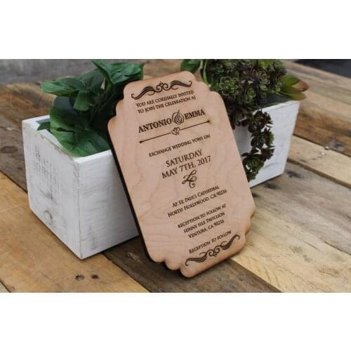 Wooden Invitation, Wooden Wedding Invitation, Wooden Wedding Invitation, Carved Wood Invitation Laser Wood Invitation