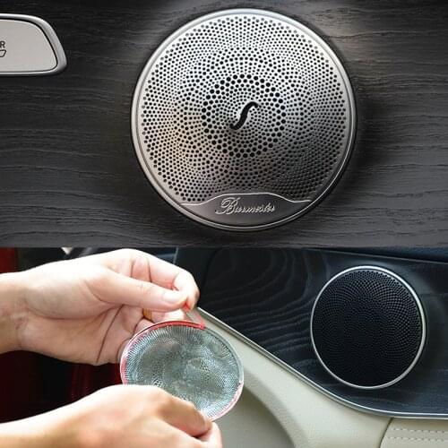 For Mercedes Benz New C Class W205 2015-2017 Car-styling stainless steel Car Door Audio Speaker Decorative Cover Trim 3D sticker