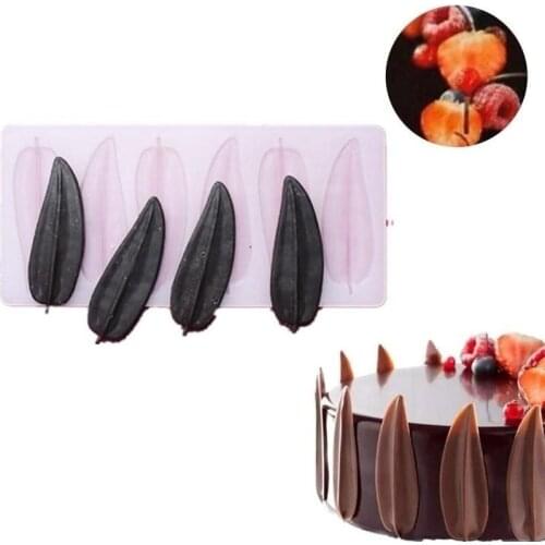 6 Cavity Leaves Shape Chocolate Chips Mold Bakeware Birthday Cake Cookie Decorating Tools Fondant Molds