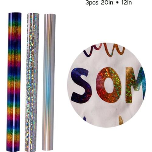 HOHOFILM 3 PACK 20INX12IN PU heat transfer vinyl Multi-color PU Heat Press T-shirt Vinyl Film HTV Vinyl for Silhoueet using