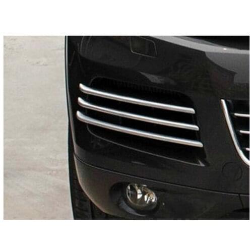 Chrome Mesh grille cover trim near front fog light For VW Touareg 2011 - 2014
