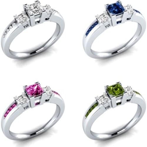 Temperament Exquisite Square Ring Inlaid Zircon Simple Charm Gift Woman Fashion Party Creative Jewelry Wholesale