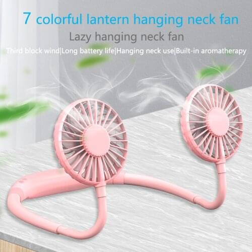 JKO USB 360 Degree Mini Lazy Hanging Neck Fan With Power Bank Rechargeable Portable Sports Dual Fan Mini Summer