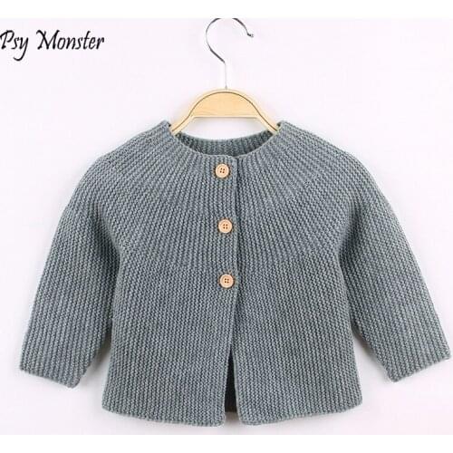 Childrens Solid Color Knitted Autumn And Winter Sweater Baby Girls Cardigan Toddlers Outwear Infants Newborn Clothes