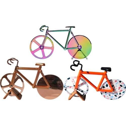 Creative Bicycle Pizza Cutter Stainless Steel Non-Stick Cutting Wheels Pizza Cutting Knife Pizza Chopper Slicer Tool