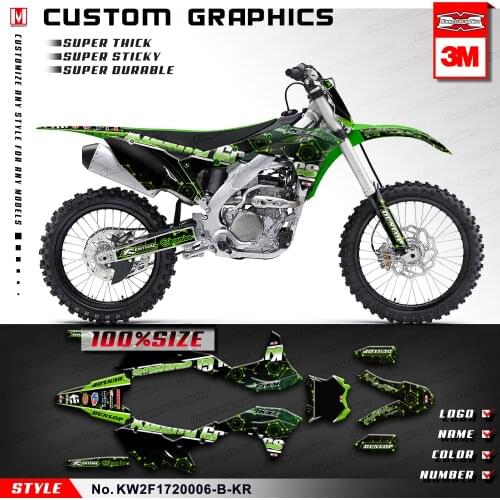 KUNGFU GRAPHICS Racing Stickers Motocross Decals Complete Vinyl Wrap Kit for KX250F KXF 250 2017 2018 2019 2020