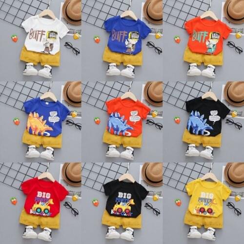 Summer 2021 New Kids Boys Girls Clothes Suit Cartoon Printing Toddler Baby T-shirt + Shorts Sets Childrens Clothing Sets