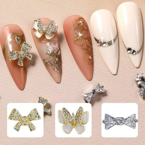 Nail Zircon Butterfly Micro Inlaid Drill Nail Jewelry to Protect the Color Plated Diamond Ornaments Bow Tie Lollipop Accessory