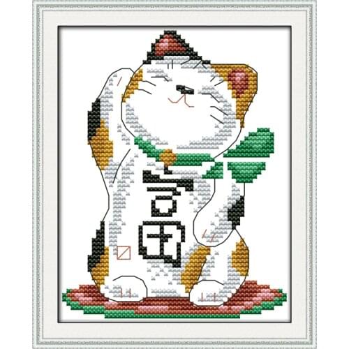 Rich cat cross stitch kit 14ct 11ct count print canvas stitches embroidery DIY handmade needlework plus