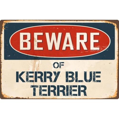 StickerPirate Beware of Kerry Blue Trrier 8 x 12 Vintage Aluminum Retro Metal Sign VS235