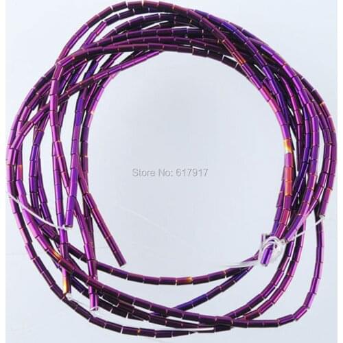 Purple Ray Hematite Non Magnetic Column Loose Beads Spacer 2x4mm For Jewelry Making 1 Strand TL3004