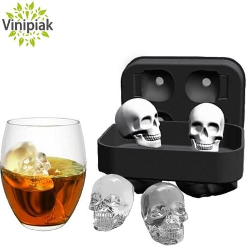 2018 New Silicone Molds 3D Skull Ice Cube Mold Maker Kitchen Summer Chocolate Ice Tray Bar Party Whiskey Wine Ice Cube Tool