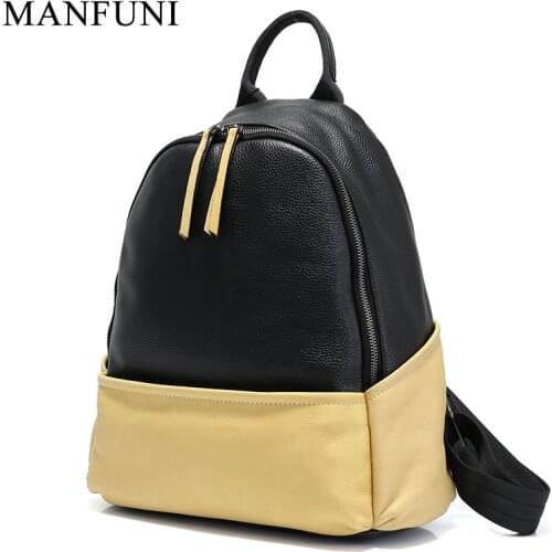 New Fashion Genuine Leather Women Backpack Luxury Panelled Daily Casual Travel Bag High Quality Preppy Style Schoolbag Knapsack