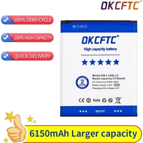 Original Replacement Battery For Samsung Galaxy S3 I9300 I9308 L710 I535 I9300i Genuine Battery EB-L1G6LLU 6150mAh