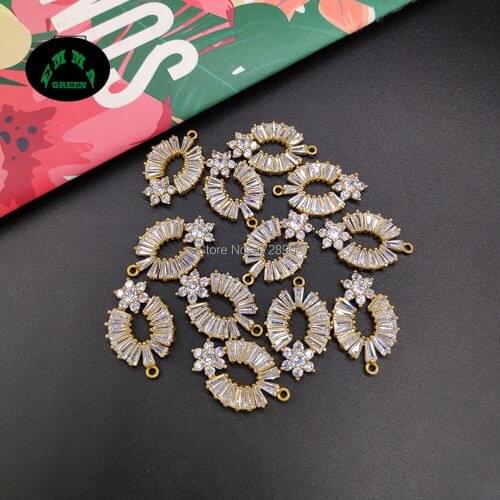 Zircon Flower Charms Pendant for Jewelry making Zircon Accessories Dangle 20pcs Crystal Zircons Embellishment DIY Findings