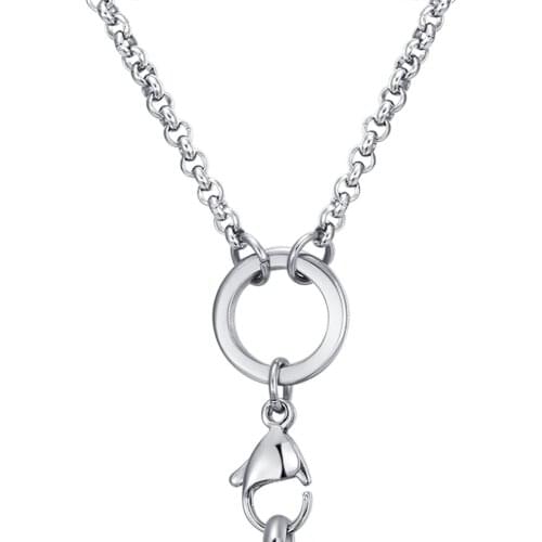 32 Inches 2.5mm Width 316L Surgical Stainless Steel Rolo Floating Charms Locket Pendant Chains Necklace