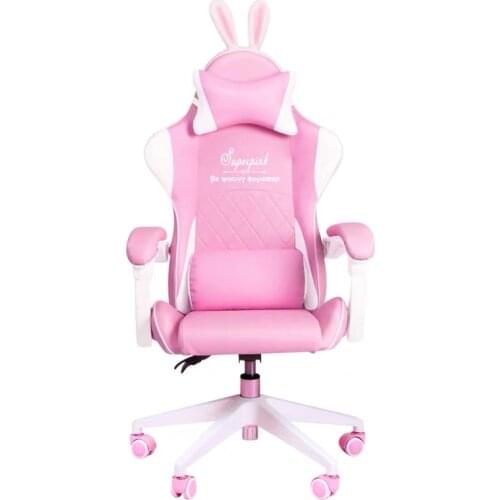 Hot Pink Gaming Chair Girl Gamer Competitive Rotating Chair Home Liftable Computer Chair Cute Soft office Live Chair