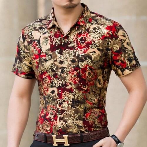 Hawaiian Style Casual 80% Silk Shirts MenS Short Sleeve Both Sides Chinese Nation Flower 2021 Beach Summer Clothes hawaii