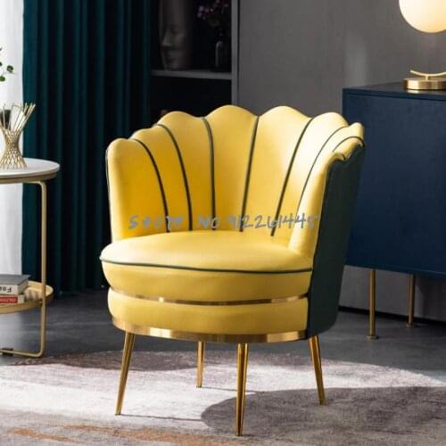 Nordic light luxury single back sofa chair computer home study makeup chair technology fabric balcony lounge chair