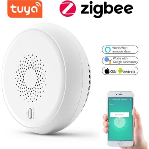 Tuya Smart Zigbee Smoke Detector Sensor Smart Home Security Fire Alarm System Wireless Smart Life App Control Notification