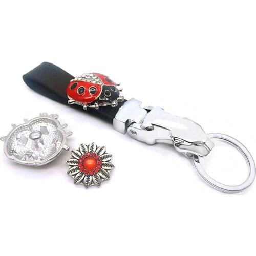 Interchangeable Leopard head 08 Really Genuine Leather Key Chains 18mm Snap Button necklace Jewelry For Men Women Gift
