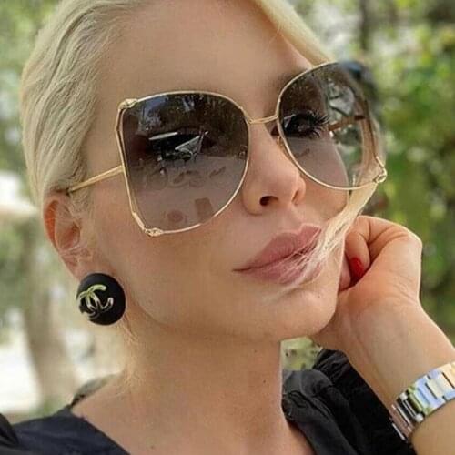 Classic Square sunglasses women vintage Luxury Brand Designer Metal frame Sunglasses Female Gradient glasses UV400