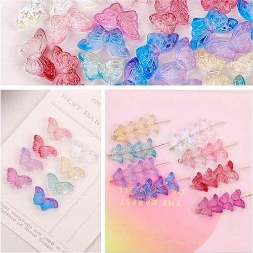 Vintage antique colored glaze butterfly glass beads DIY jewelry accessories hairpin loose beads necklace beaded material